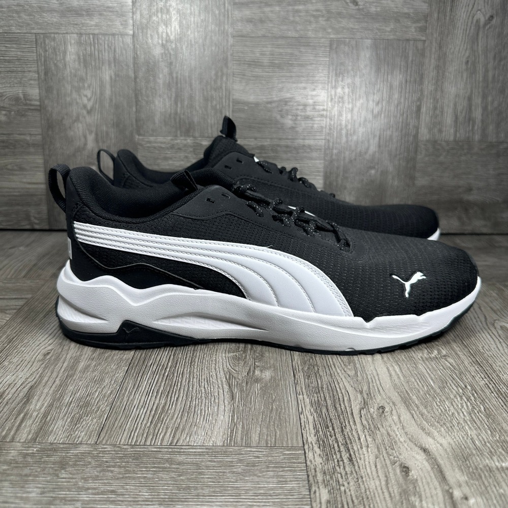 Puma Zip C Sneaker Mens 9.5 Black White Breathable NEW 397087-01
